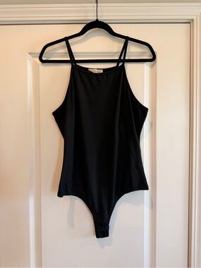 High-neck Black One-Piece Bodysuit